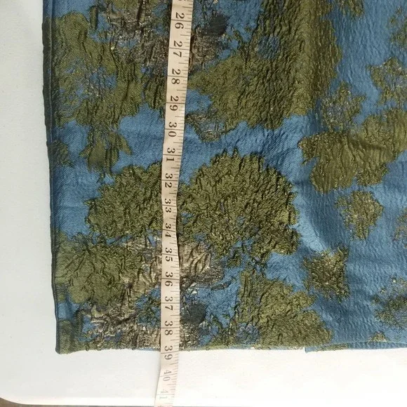 Vera Wang Brocade Dress Women Size 6 Dark Teal Green Metallic V-cut Back Lined - Picture 8 of 16